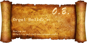 Orgel Belián névjegykártya